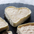 Coeur Sakura heart-shaped ewe's milk cheese with sakura leaf (view 2)