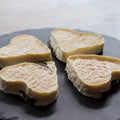 Coeur Sakura heart-shaped ewe's milk cheese with sakura leaf